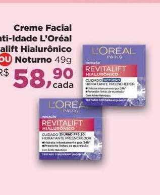 Farmácias Nissei Creme Facial Anti-idade L'oréal Revitalift Hialurônico Diurno Ou Noturno oferta