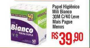 Mart Minas Papel Higiênico Mili Bianco 30m C 40 Leve Mais Pague Menos oferta