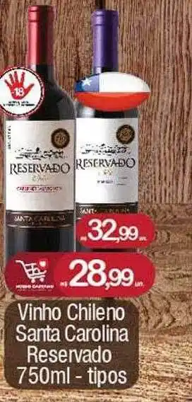 Vinho Chileno Santa Carolina Reservado Tipos