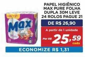 Bahamas Mix Papel Higiênico Max Pure Folha Dupla Leve 24 Rolos Pague 21 oferta