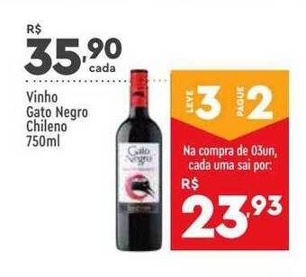 Supper Rissul Vinho Gato Negro Chileno oferta
