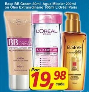 Supermercados Guanabara Base BB Cream 30ml, Agua Micelar 200ml ou Oleo Extraordinario 100ml L'Oreal Paris oferta