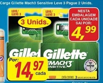 Supermercados Guanabara Carga Gillette Mach3 Sensitive Leve 3 Pague 2 Unids. oferta