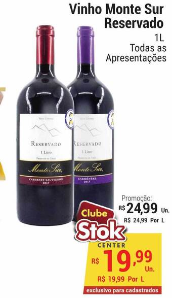 Stok Center Vinho Monte Sur Reservado oferta
