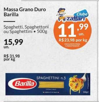 Zaffari Massa Grano Duro Barilla oferta
