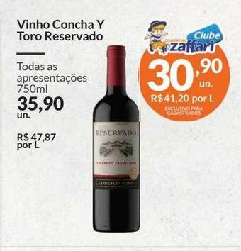 Zaffari Vinho Concha Y Toro Reservado oferta