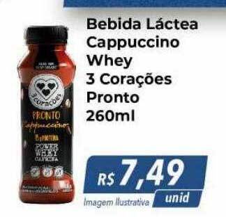 Hiper Moreira Bebida Láctea Cappuccino Whey 3 Corações Pronto oferta