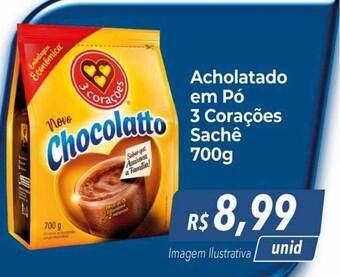 Hiper Moreira Achocolatado Em Pó 3 Corações Sachê oferta