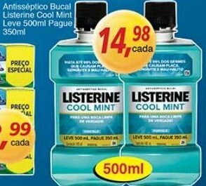 Supermercados Guanabara Antisseptico Bucal Listerine Cool Mint Leve 500ml Pague 350ml oferta