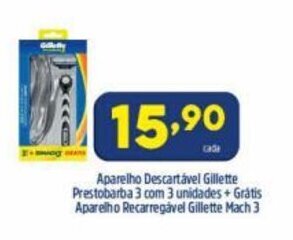 Arena Atacado Aparelho Descartavel Gillette Prestobarba 3 com 3 unidades + Gratis Aparelho Recarregavel Gillette Mach 3 oferta