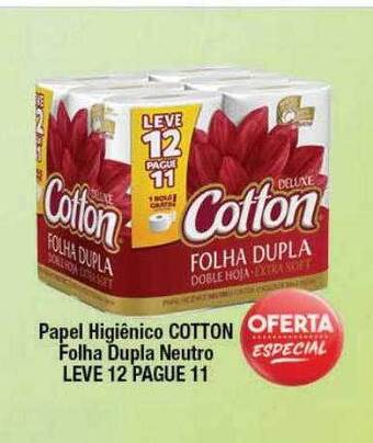 Supermercados Unidos Papel Higiênico Cotton Folha Dupla Neutro Leve 12 Pague 11 oferta