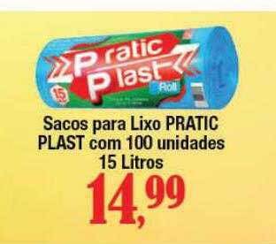 Supermercados Unidos Sacos Para Lixo Pratic Plast Com 100 Unidades 15 Litros oferta