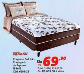 Conjunto Colchao Conjugado de Espuma 138x42