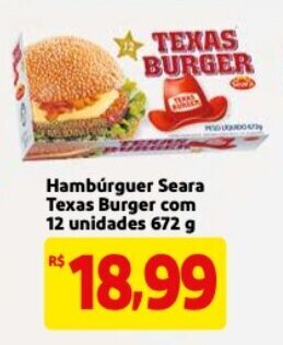 Mercado Extra Hamburguer Seara Texas Burger com 12 unidades 672g oferta