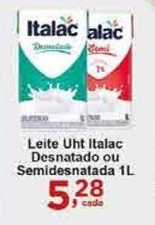 Rossi Supermercado Leite Uht Italac Desnatado ou Semidesnatada 1L oferta