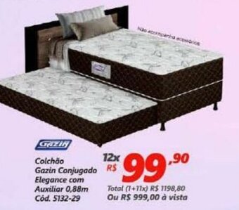 Lojas Becker Colchao Gazin Conjugado Elegance com Auxiliar 0.88m oferta
