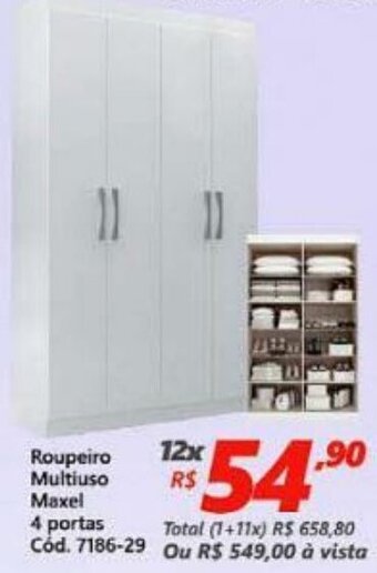 Lojas Becker Roupeiro Multiuso Maxel 4 Portas oferta