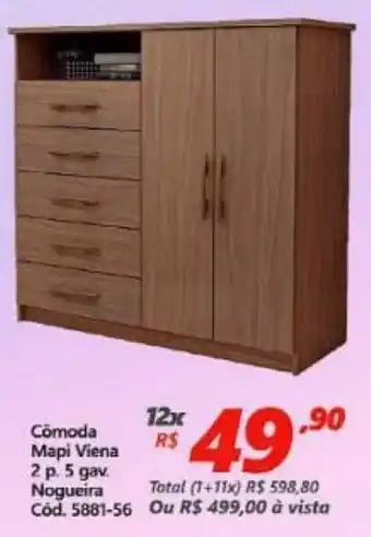 Comoda Mapo Viena 2 p. 5 gav. Nogueira