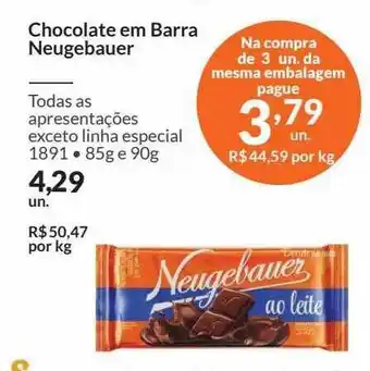 Zaffari Chocolate Em Barra Neugebaeur oferta