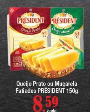 Supermercados Unidos Queijo Prato Ou Muçarela Fatiados Président oferta