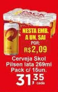 Rossi Supermercado Cerveja Skol Pilsen lata 269ml pack c/15un oferta