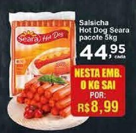 Rossi Supermercado Salsicha Hot Dog Seara pacote 1kg oferta