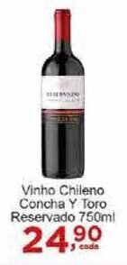 Rossi Supermercado Vinho Chileno Concha Y Toro Reservado 750ml oferta