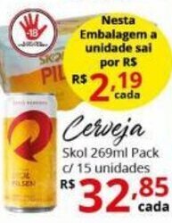 Ricoy Supermercados Cerveja Skol 269ml pack c/ 15 unidades oferta