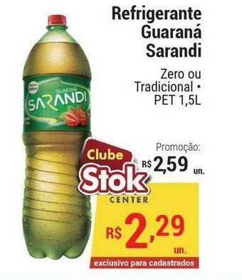 Stok Center Refrigerante Guaraná Sarandi Zero Ou Tradicional 1.5L oferta