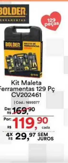 Casa e Vídeo Fit Maleta Ferramentas 129 Pç Cv202461 oferta