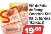 Costazul Supermercados Filé de peito de frango congelado sadia iqf ou bandeja 1kg oferta