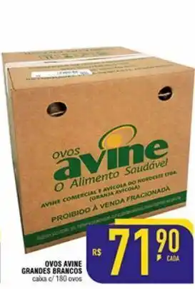 Mercantil Rodrigues Ovos avine grandes brancos caixa c/ 180 ovos oferta