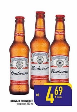 Mercantil Rodrigues Cerveja budweiser long neck 330ml oferta