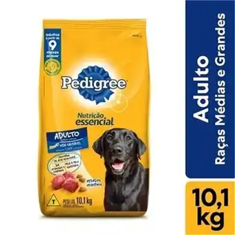 Alimento ração pedigree nutrição essencial carne para cães adultos 10,1 kg