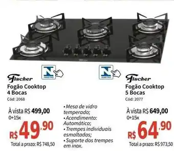 Deltasul Fischer Fogao Cooktop 4 Bocas oferta