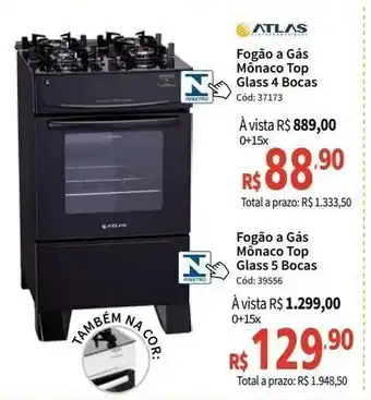 Deltasul Atlas Fogao a Gas Glass 4 Bocas oferta