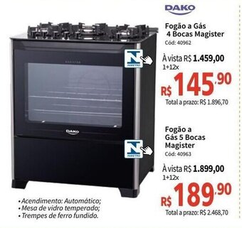 Deltasul Dako Fogao a Gas 4 Bocas Magister oferta