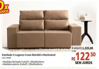 Deltasul Estofado 3 Lugares Cruze Retratil e Reclinavel oferta