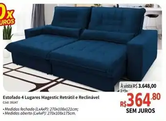 Deltasul Estofado 4 Lugares Magestic Retratil e Reclinavel oferta