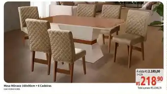 Deltasul Mesa Monaco 160 x 90cm + 6 Cadeiras oferta