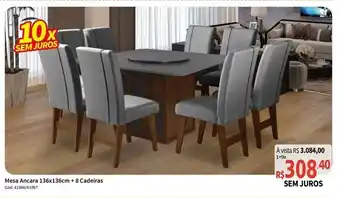 Deltasul Mesa Ancara 136 x 136cm + 8 Cadeiras oferta