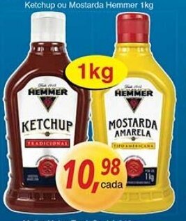 Supermercados Guanabara Ketchup ou Mostarda Hemmer 1kg oferta
