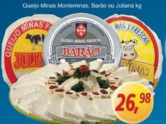 Supermercados Guanabara Queijo Minas Monteminas, Barao ou Juliana 1kg oferta