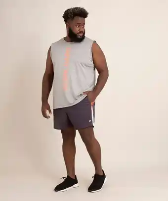 C&A Short esportivo ace plus size com faixa lateral e cordão chumbo oferta