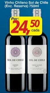 Supermercados Guanabara Vinho Chileno Sol de Chile (exc, Reserva) 750ml oferta