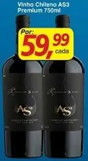 Supermercados Guanabara Vinho Chileno AS3 Premium 750ml oferta