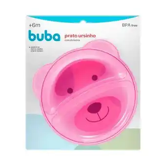 Prato com divisórias ursinho rosa buba