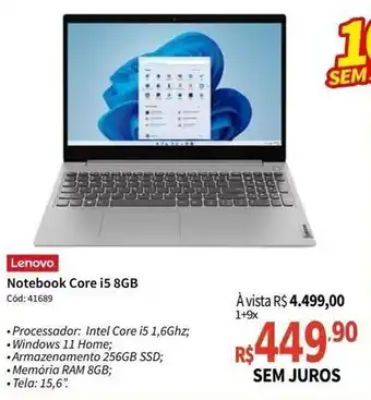 Lenovo Notebook Core i5 8GB