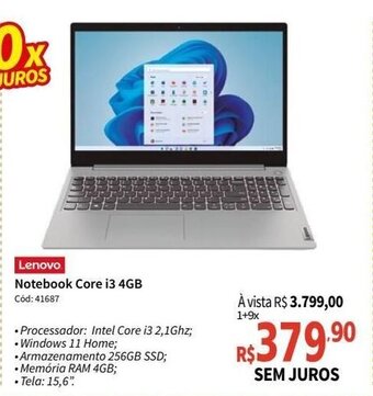 Deltasul Lenovo Notebook Core i3 4GB oferta