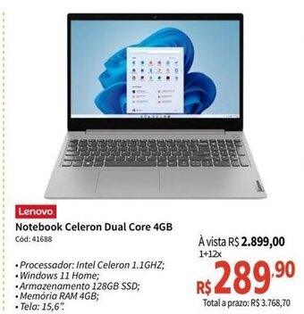 Deltasul Lenovo Notebook Celeron Dual Core 4GB oferta